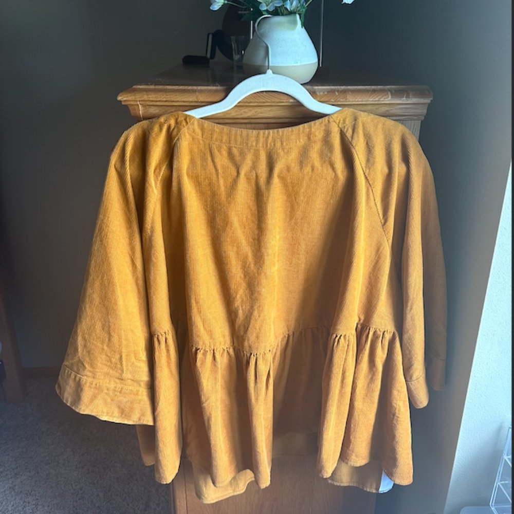 Anthropology Maeve Corduroy Babydoll Top Womens Size 1X Plus Size